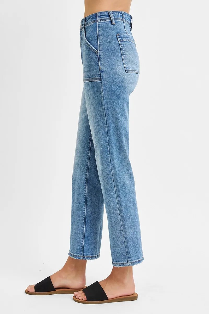 RISEN High Waisted Bootcut Cropped Jeans