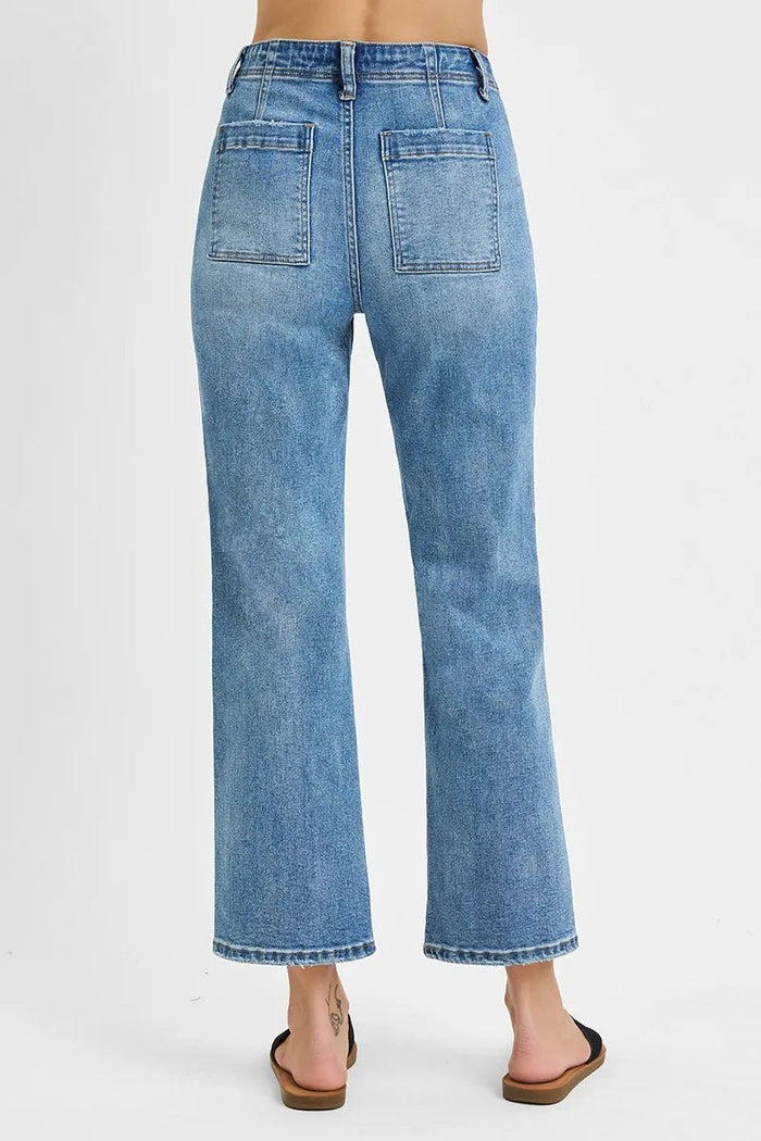 RISEN High Waisted Bootcut Cropped Jeans