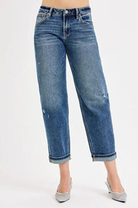RISEN Low Rise Crop Boyfriend Jeans