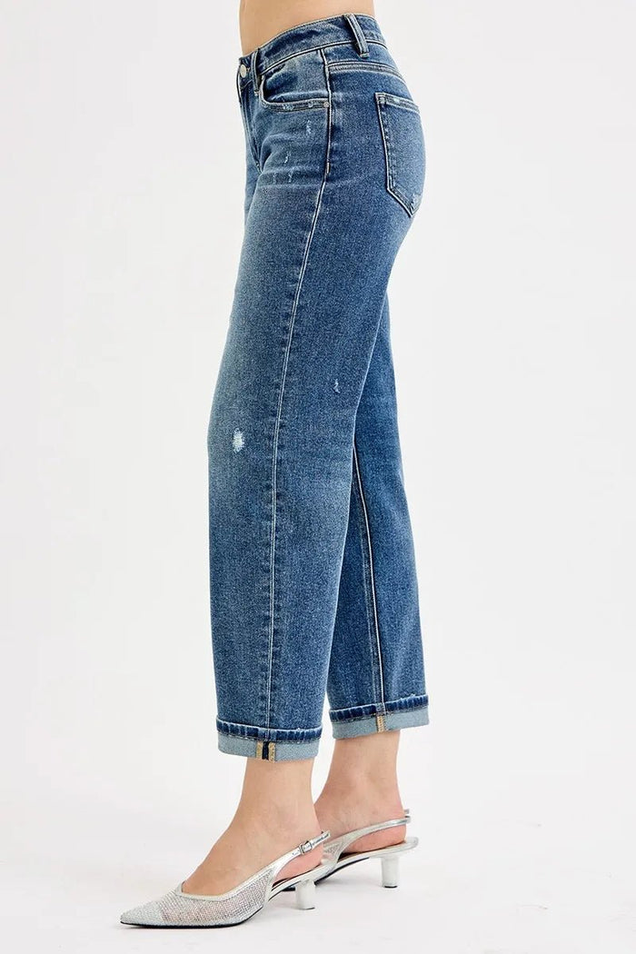 RISEN Low Rise Crop Boyfriend Jeans