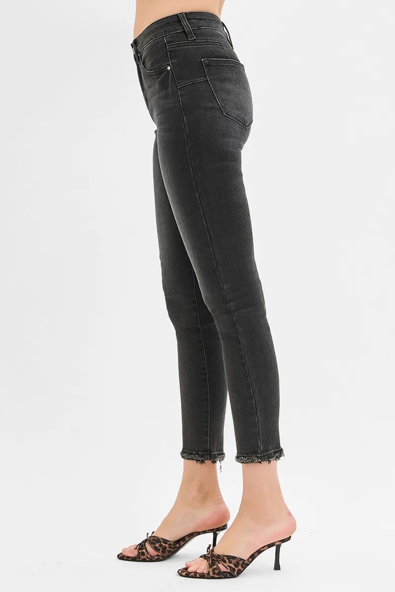 RISEN Tummy Control Mid Rise Crop Skinny Jeans