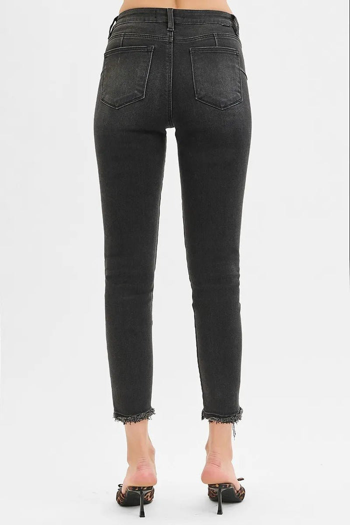 RISEN Tummy Control Mid Rise Crop Skinny Jeans