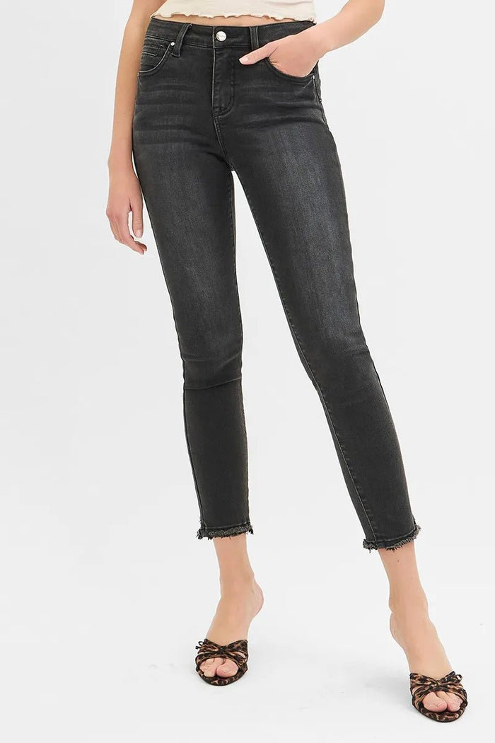 RISEN Tummy Control Mid Rise Crop Skinny Jeans