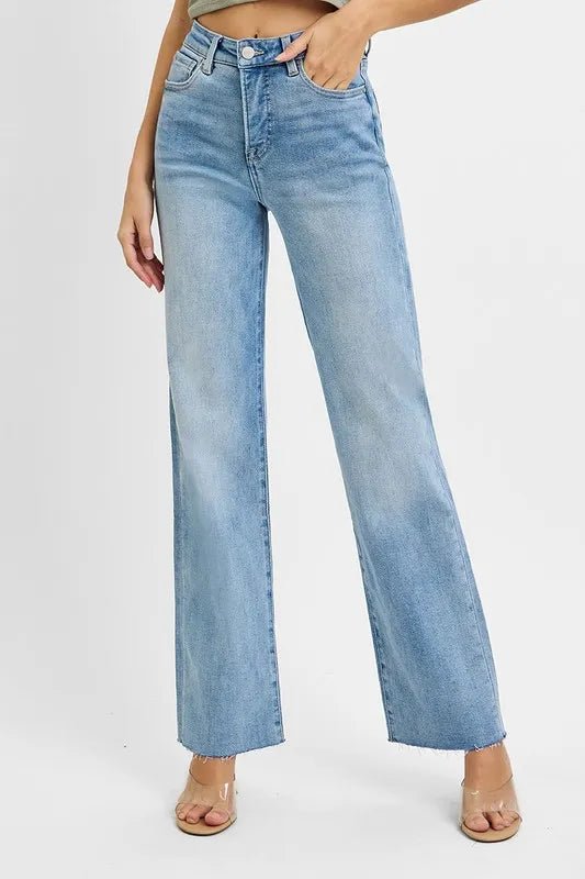 RISEN Tummy Control Rise Straight Jeans - Minnie's Treasure Boutique