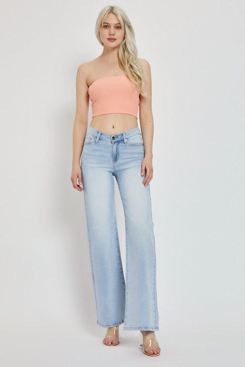 RISEN Wide Leg V Dipped Front Waist Jeans - Minnie's Treasure Boutique