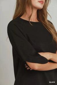 Round Hem Raglan Sleeve Top