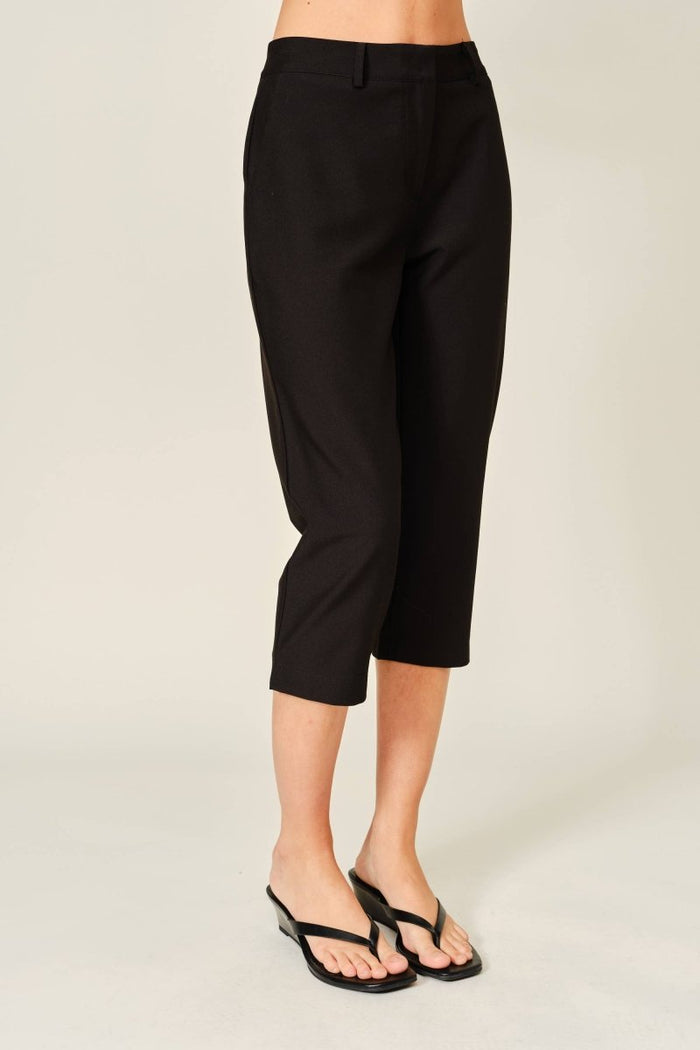 Sara Black Woven Capri Pants
