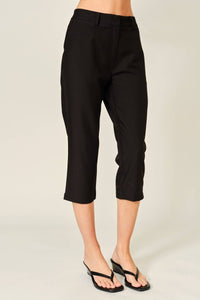 Sara Black Woven Capri Pants