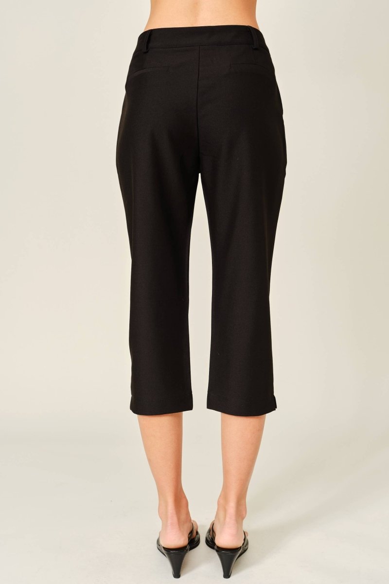 Sara Black Woven Capri Pants