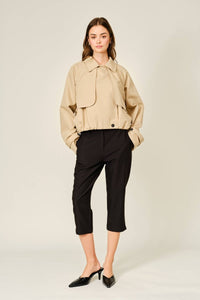 Sara Black Woven Capri Pants