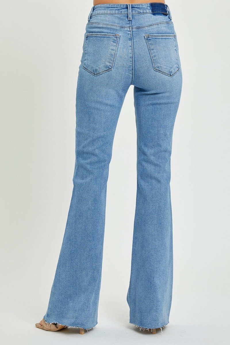 Sara High Rise Raw Cut Hem Bootcut Jeans