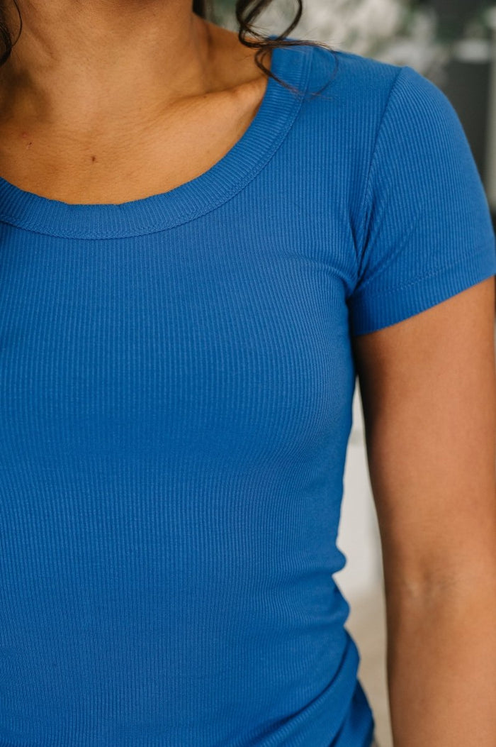 Scoop Necked Tee in Classic Blue