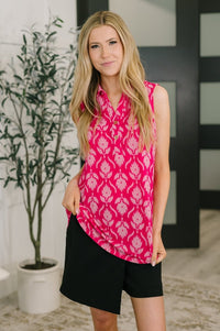 Sea Spray Collared Sleeveless Top in Floral