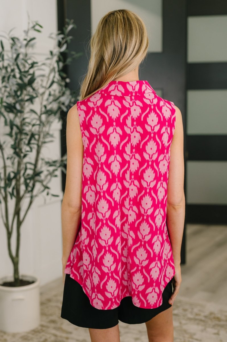 Sea Spray Collared Sleeveless Top in Floral