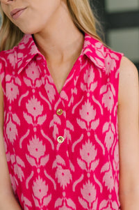 Sea Spray Collared Sleeveless Top in Floral