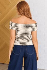 She Loves Off The Shoulder Striped Top