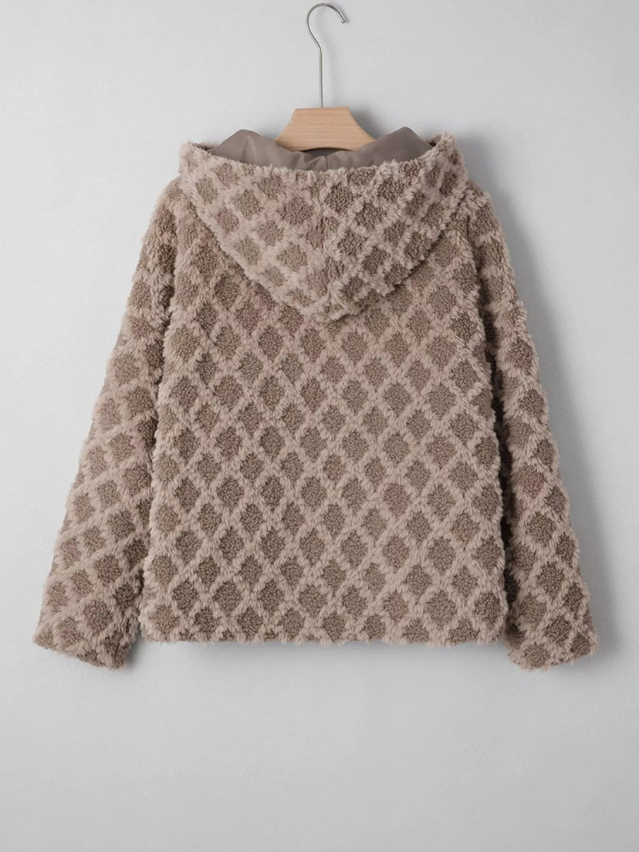 Sherpa Zip Up Side Pocket Hooded Jacket