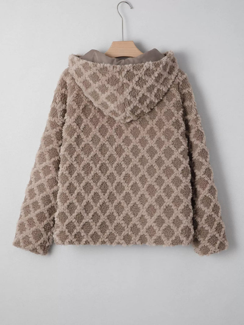 Sherpa Zip Up Side Pocket Hooded Jacket