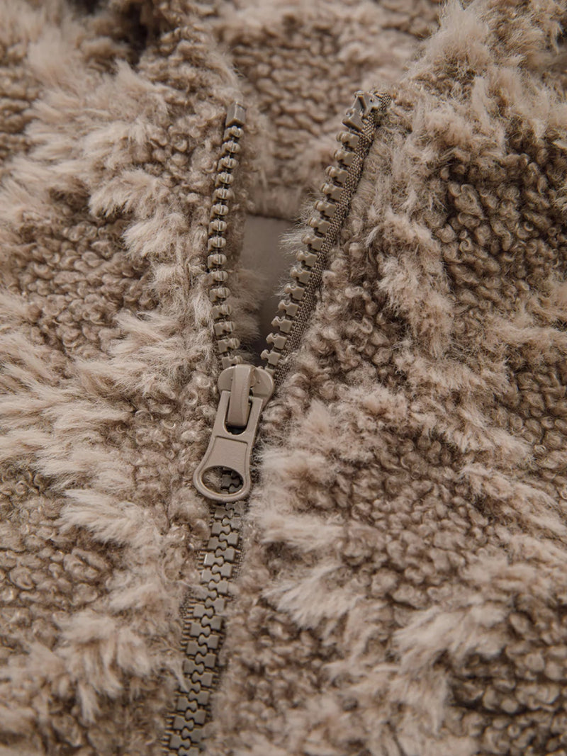 Sherpa Zip Up Side Pocket Hooded Jacket