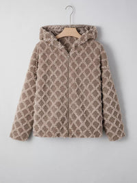 Sherpa Zip Up Side Pocket Hooded Jacket