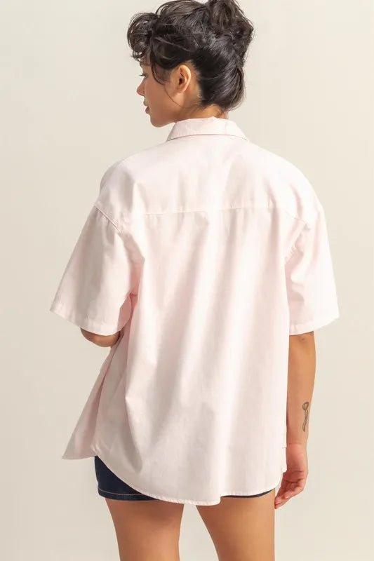 Short Sleeve Button Down Oversized Shirt