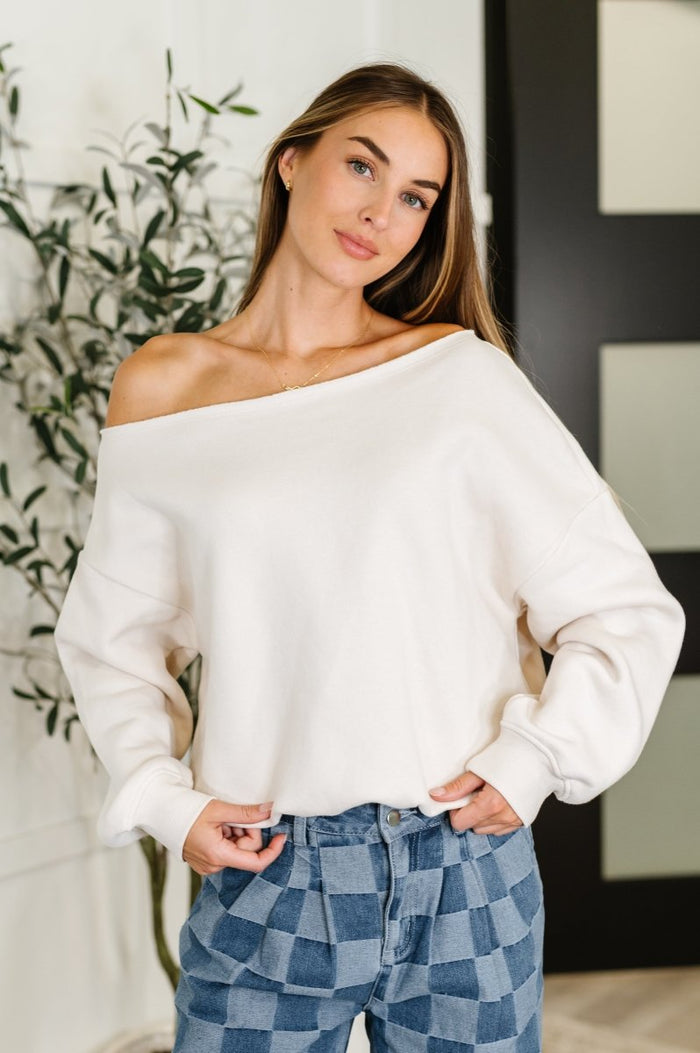 Side Hustle Off Shoulder Long Sleeve Top