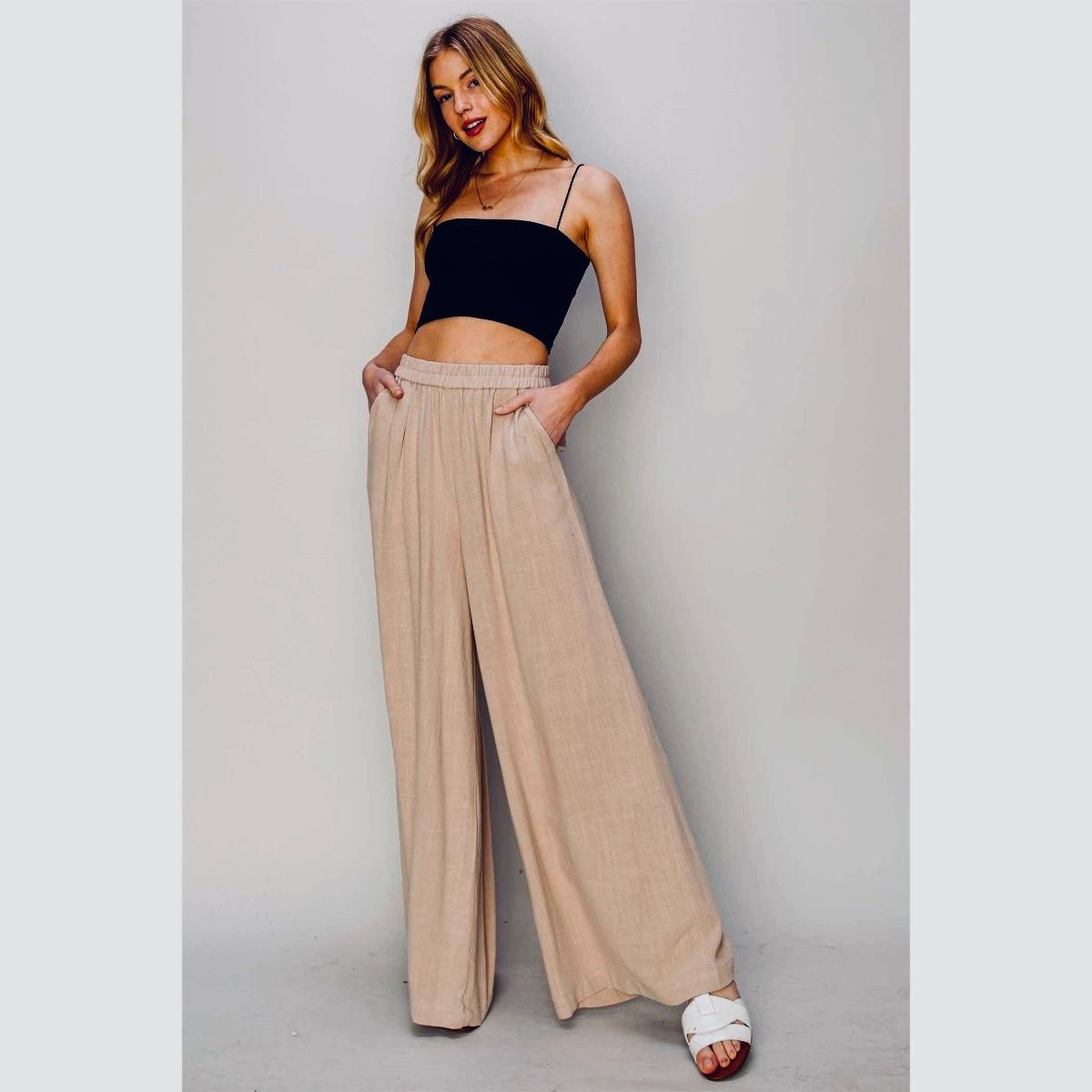 Sienna Linen Blend Wide Leg Pants