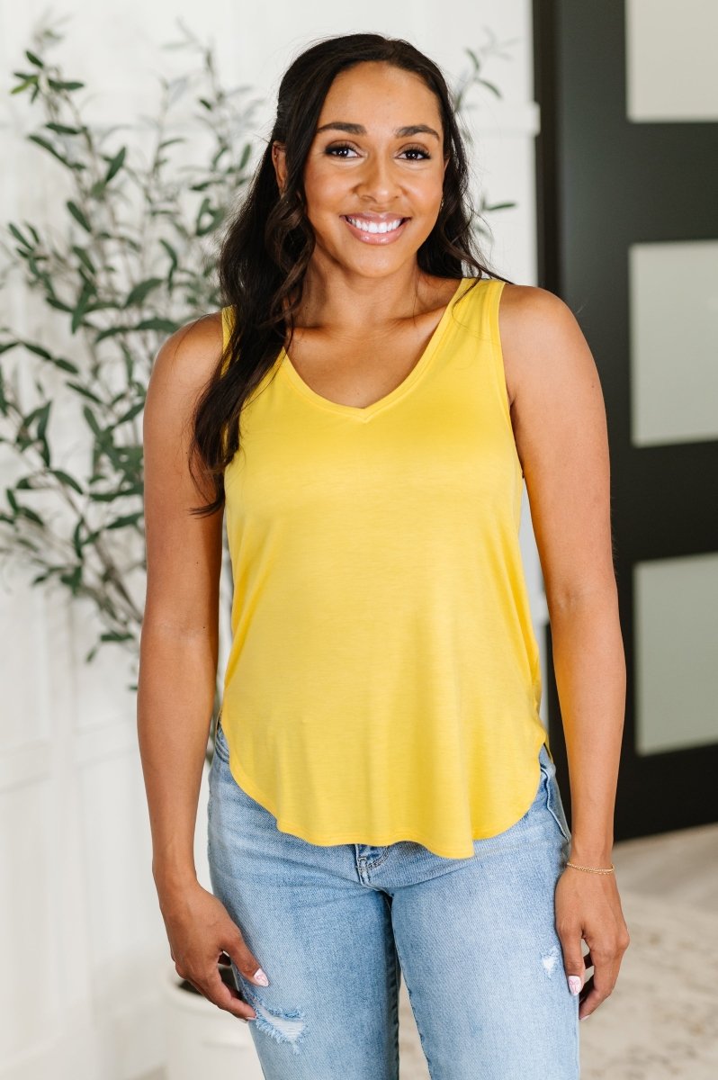 Simpler Times V - Neck Tank in Pineapple