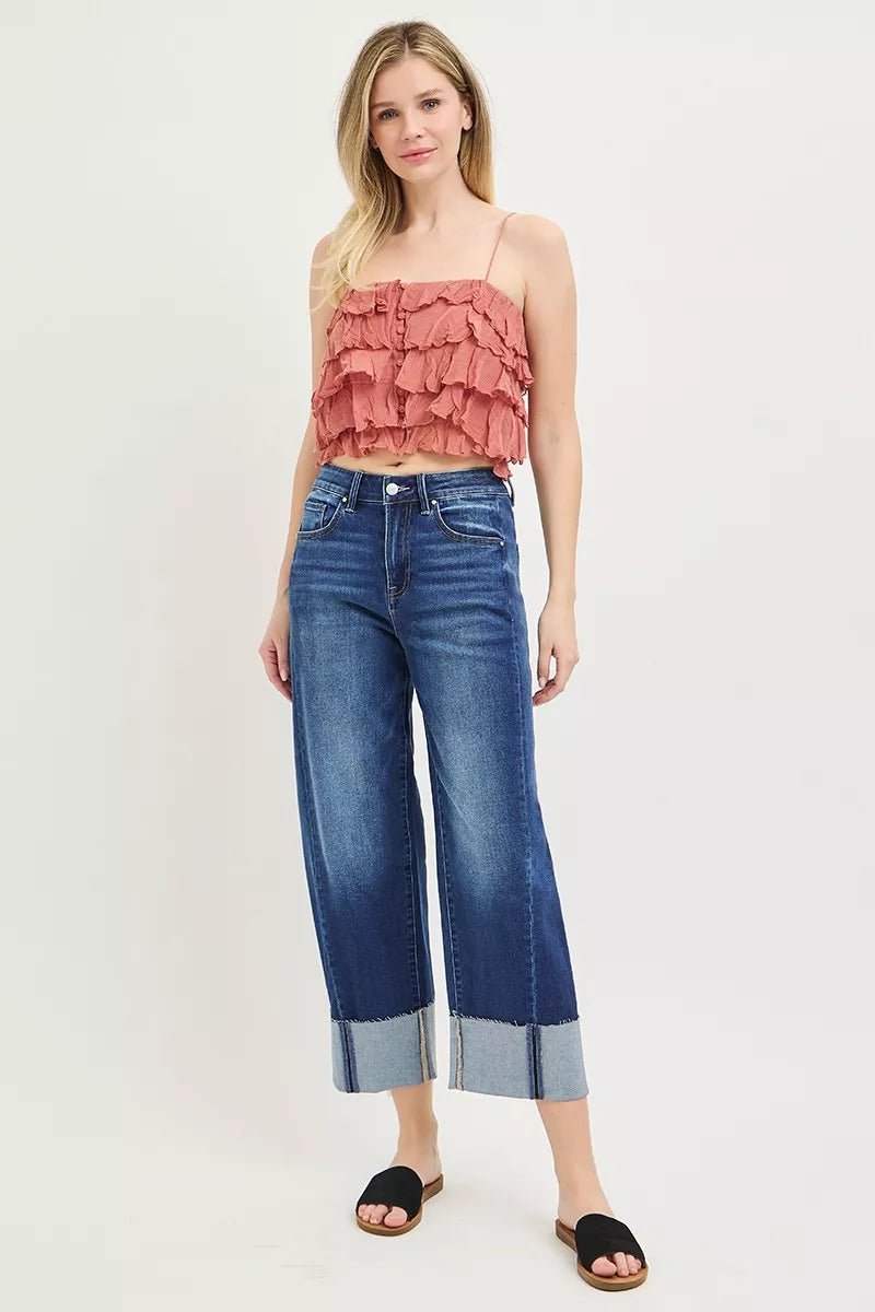 Slouchy Crop Barrel Cuffed Jeans