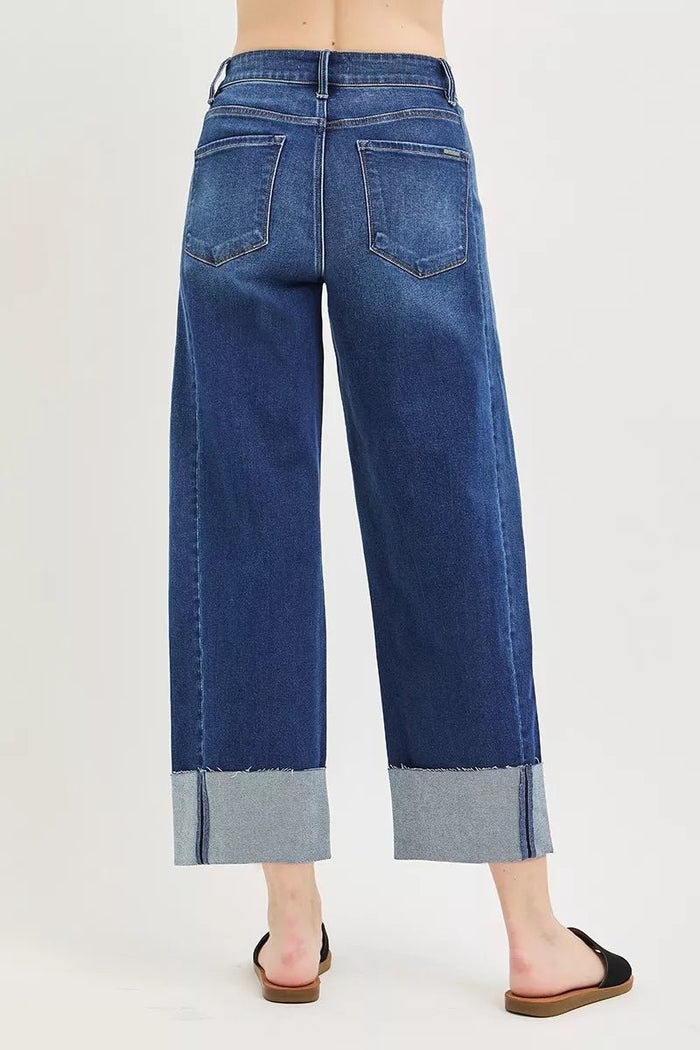 Slouchy Crop Barrel Cuffed Jeans