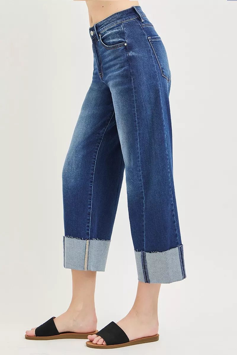 Slouchy Crop Barrel Cuffed Jeans