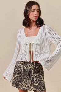 SO ME Open Front Ribbon Tie Cardigan