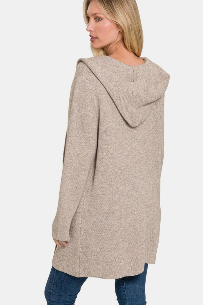 Someday Hooded Open Front Sweater Cardigan