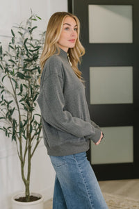 Sweater Weather Half Zip High Neck Pullover in Charcoal