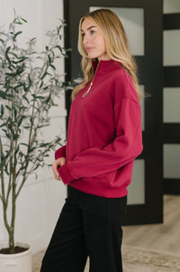 Sweater Weather Half Zip Pullover in Cabernet