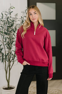Sweater Weather Half Zip Pullover in Cabernet