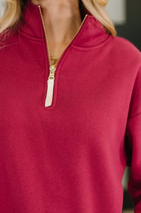 Sweater Weather Half Zip Pullover in Cabernet