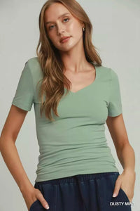 Sweetheart Neckline Front Double - Lined Top