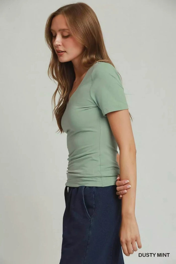 Sweetheart Neckline Front Double - Lined Top