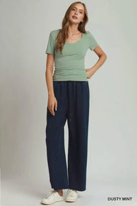 Sweetheart Neckline Front Double - Lined Top