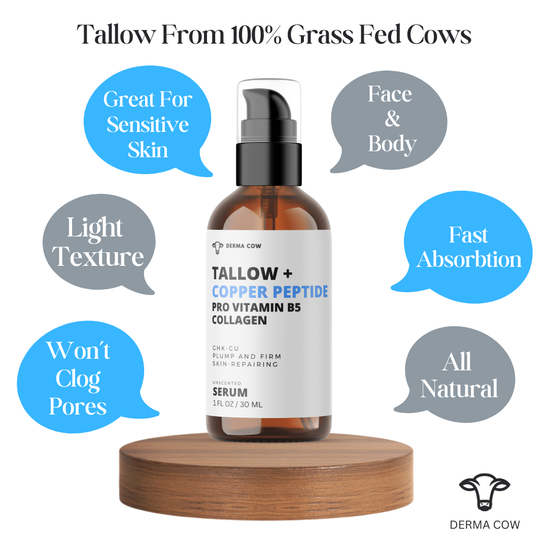 Tallow Serum + Copper Peptide, Pro Vitamin B5,Collagen 1oz