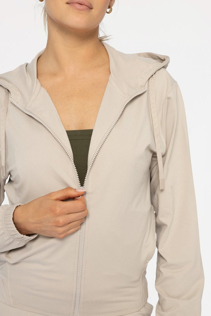 Tan Flex Comfort Hooded Zip Jacket - Minnie's Treasure Boutique