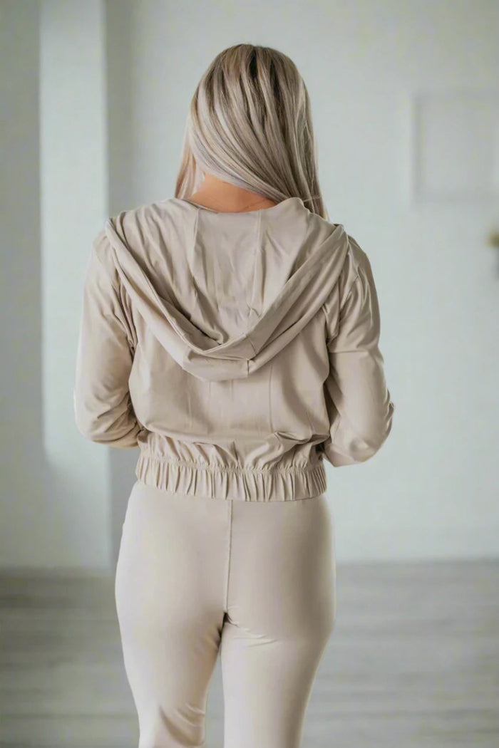 Tan Flex Comfort Hooded Zip Jacket - Minnie's Treasure Boutique