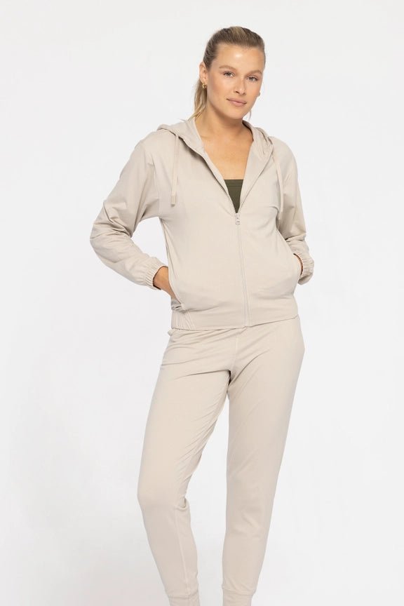 Tan Flex Comfort Hooded Zip Jacket