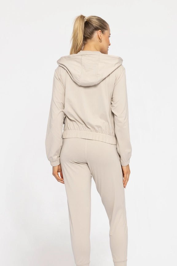 Tan Flex Comfort Hooded Zip Jacket