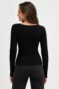 Texture Button Up Long Sleeve Top
