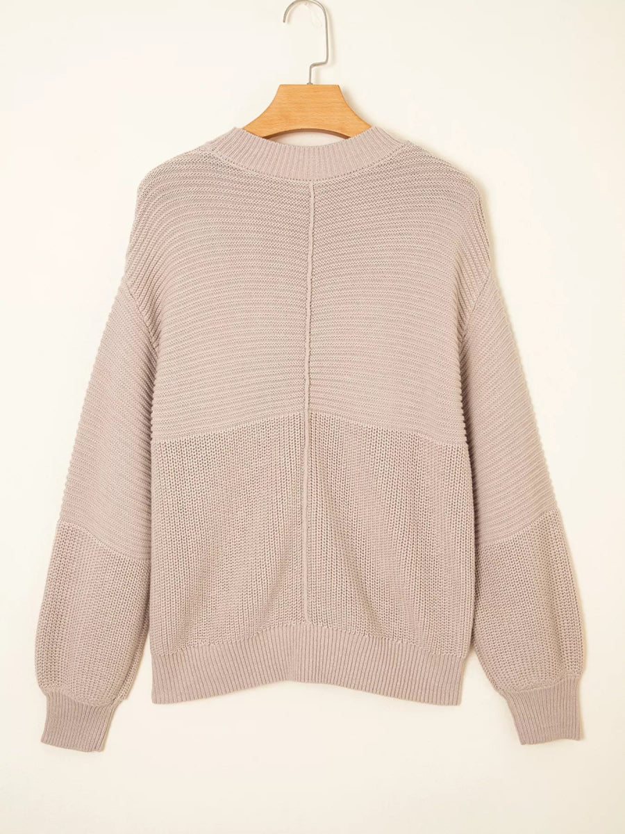 Texture Knitted Dropped Shoulder Sweater