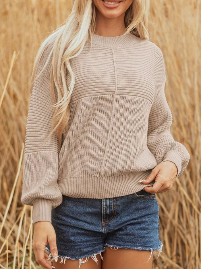 Texture Knitted Dropped Shoulder Sweater