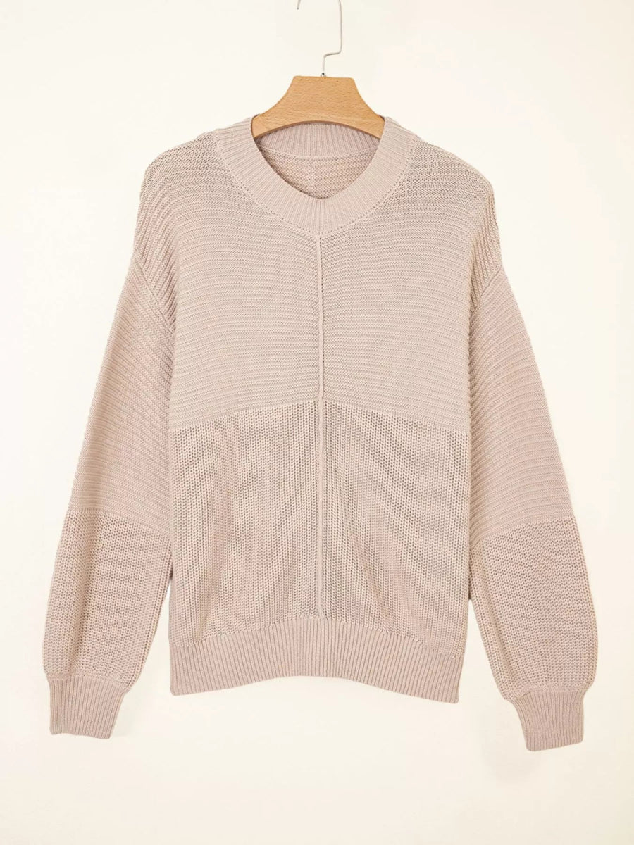 Texture Knitted Dropped Shoulder Sweater