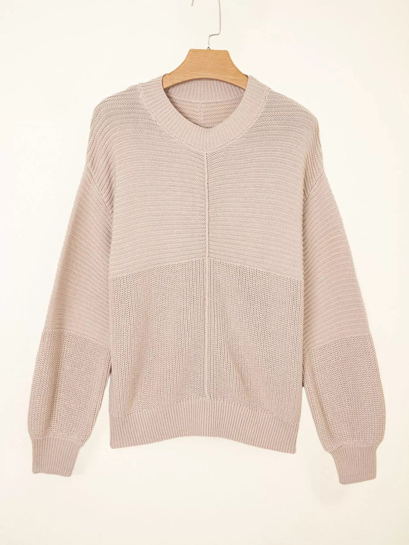 Texture Knitted Dropped Shoulder Sweater